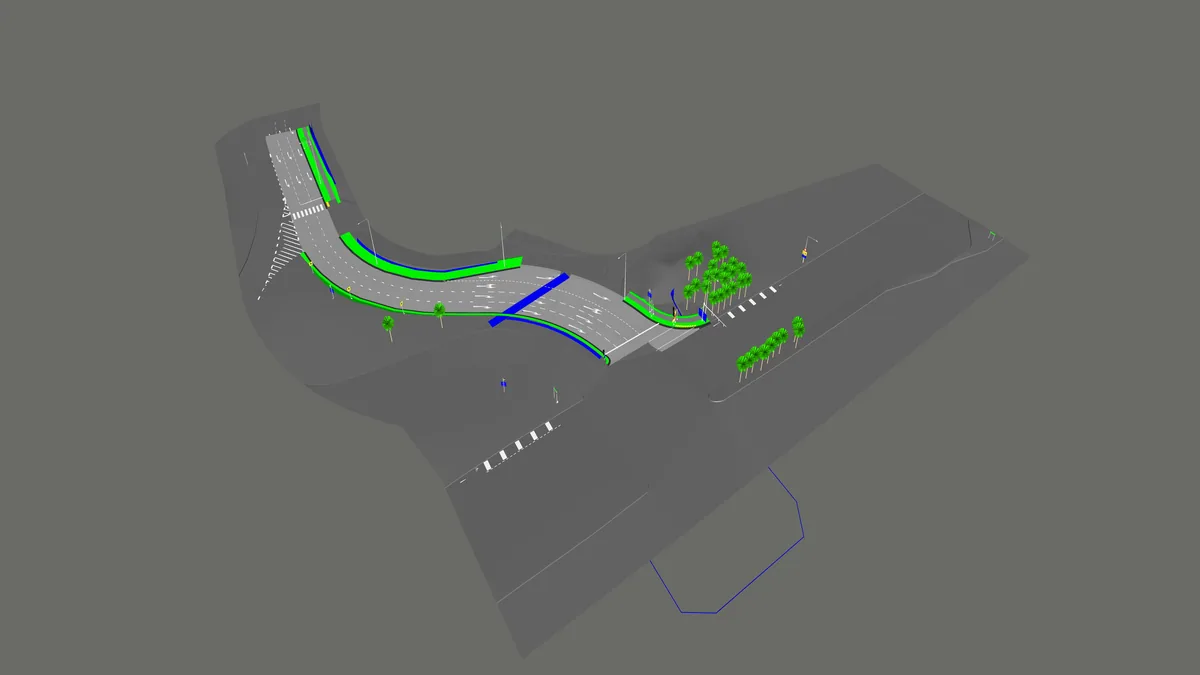 Road and traffic BIM model, TM4 junction, Changi East T5