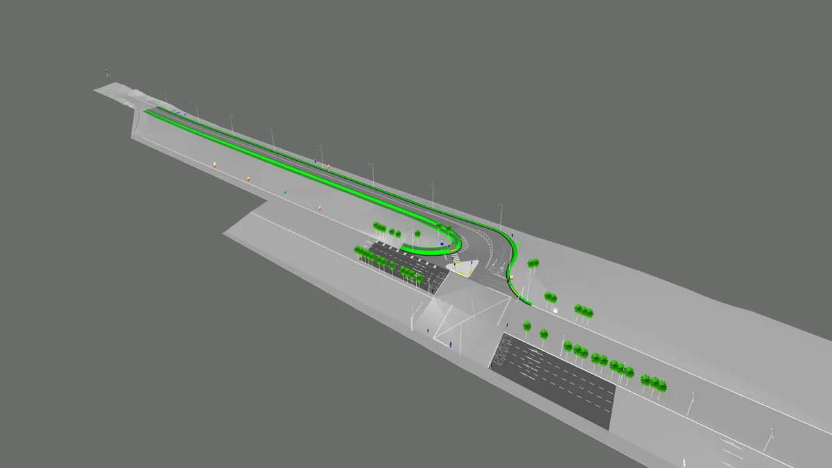 Road design BIM model, TM5 junction, Changi East T5