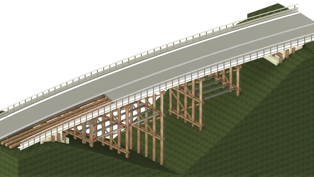 As-built BIM model of a historic timber road bridge, Del Park Road bridge 4501