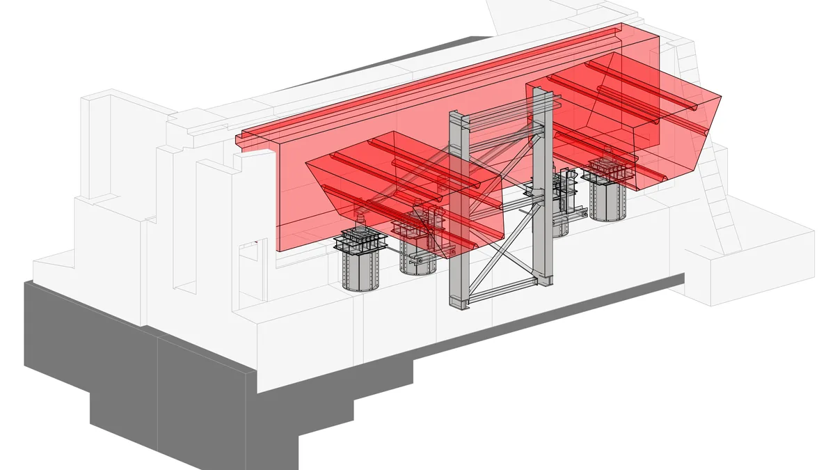 Steel superstructure BIM model at a construction stage, Talbrücke Kattenohl, A45